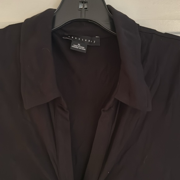 Sanctuary black polo, button down with ruching, xl - Picture 2 of 7